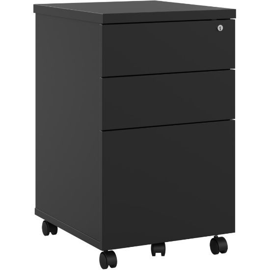 Picture of Bestar Universel 18inD Vertical 3-Drawer Mobile Pedestal File Cabinet, Black