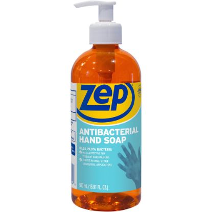 Picture of Zep Professional Antimicrobial Hand Soap - Fresh Clean Scent - 16.9 fl oz (500 mL) - Kill Germs, Bacteria Remover, Soil Remover - Hand - Orange - Non-abrasive, Solvent-free, Residue-free - 1 Each