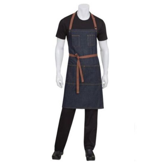 Picture of Chef Works Memphis Denim Bib Apron, Indigo Blue, One Size