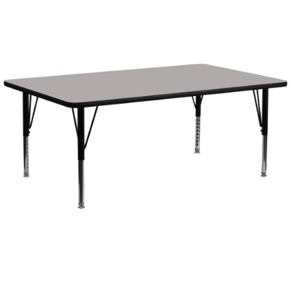 Picture of Flash Furniture 72ft"W Rectangular HP Laminate Activity Table With Short Height-Adjustable Legs, Gray