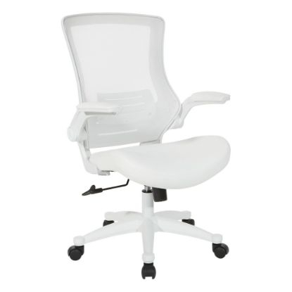 Picture of Office Star Work Smart Faux Leather Screen-Back Manager Chair With Padded Flip Arms, White