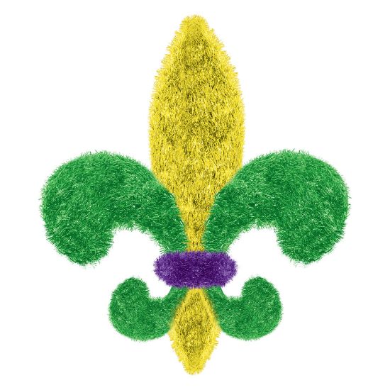 Picture of Amscan Mardi Gras Fleur de Lis Tinsels, 7-3/4in x 5-1/2in, Multicolor, Pack Of 5 Tinsels