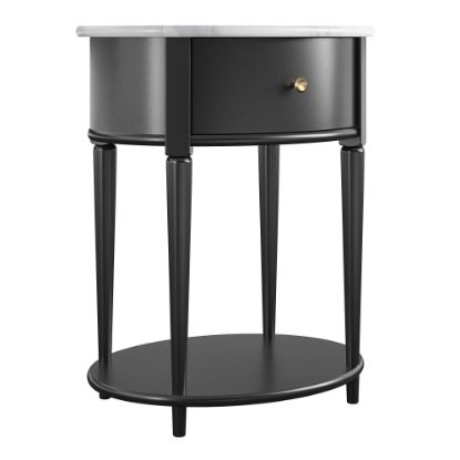 Picture of Ameriwood Home Aurora End Table, 26inH x 21-5/8inW x 17-5/8inD, Black/Marble