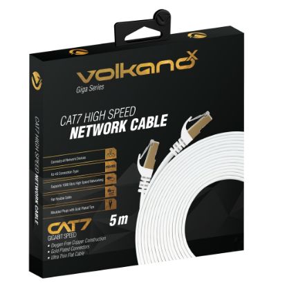 Picture of VolkanoX Giga Series Cat 7 High-Speed Gigabit Ethernet Cable, 15ft, White, VK-20065-WT