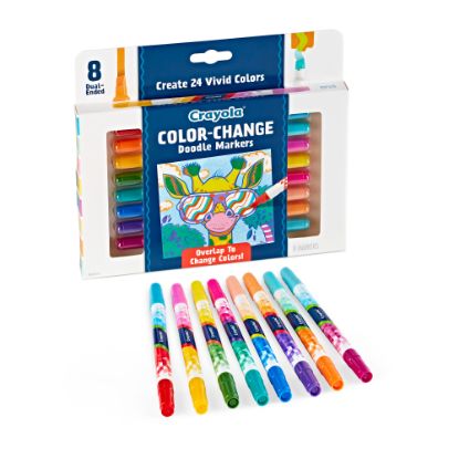 Picture of Crayola Color Change Doodle Markers, Chisel Points, Assorted Barrel Colors/Multicolor Ink, Pack Of 8 Markers