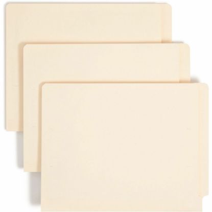 Picture of Smead TUFF Poly Fastener File Folders With Shelf-Master, 1/2in Tab Cut, Assorted Tab Position, Letter Size, Manila, Box Of 50