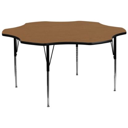 Picture of Flash Furniture 60ft" Flower Thermal Laminate Activity Table With Standard Height-Adjustable Legs, Oak