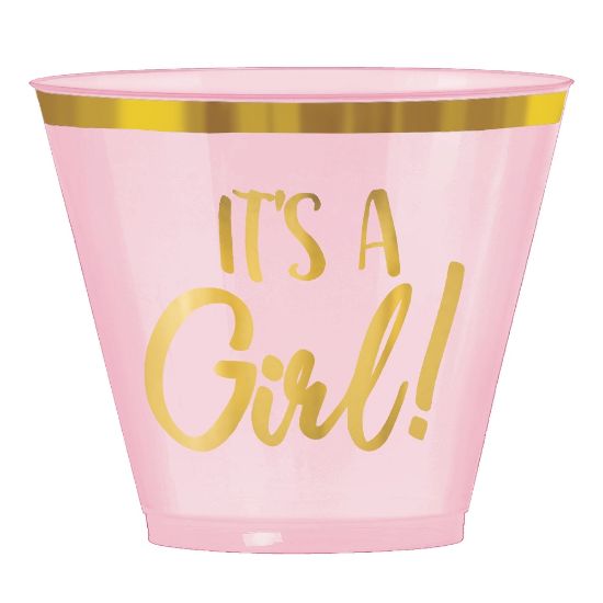 Picture of Amscan Oh Baby Girl Plastic Tumblers, 9 Oz, Pink, Pack Of 30 Tumblers