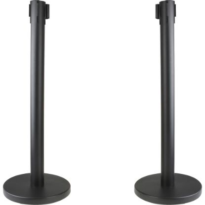 Picture of Genuine Joe Crowd-Control Posts With Web Tape, 34in, Black, Pack Of 2 Posts