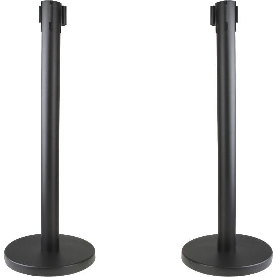 Picture of Genuine Joe Crowd-Control Posts With Web Tape, 34in, Black, Pack Of 2 Posts