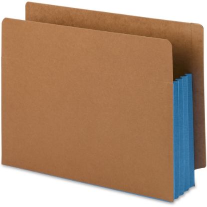 Picture of Smead Extra-Wide Expansion End-Tab File Pockets, 12inW Body, Letter Size, 30% Recycled, Blue, Box Of 10