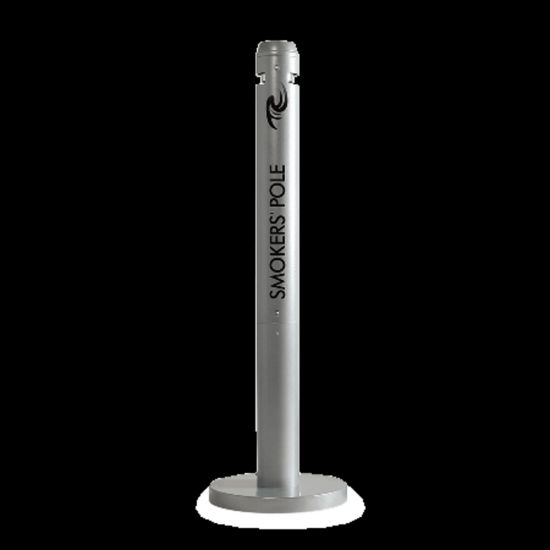 Picture of United Receptacle Freestanding Smokers Pole, 41in x 14 1/4in x 14 1/4in, Silver