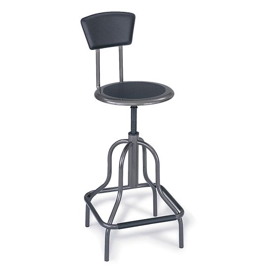 Picture of Safco Diesel Bonded Leather High-Base Stool With Back, Pewter