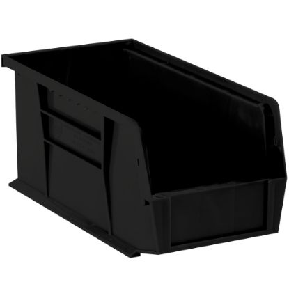 Picture of Partners Brand Plastic Stack & Hang Bin Boxes, Medium Size, 14 3/4in x 8 1/4in x 7in, Black, Pack Of 12