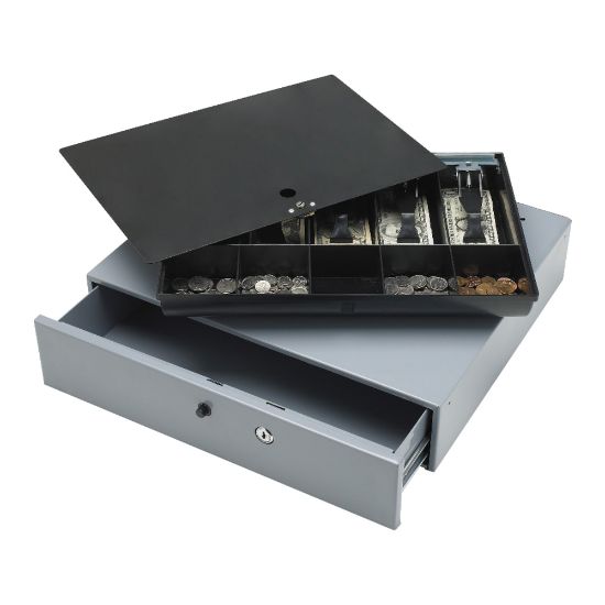 Picture of Sparco Cash Drawer With Removable Tray, 3.8in x 17.8in x 15.8in, Black/Gray