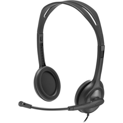 Picture of Logitech H111 Stero Headset - Stereo - Mini-phone (3.5mm) - Wired - 20 Hz - 20 kHz - Over-the-head - Binaural - Supra-aural - 7.71 ft Cable - Bi-directional Microphone - Black, Graphite