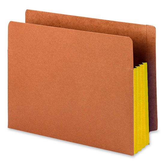 Picture of Smead Redrope End-Tab File Pockets With Gussets, Letter Size, 3 1/2in Expansion, 30% Recycled, Yellow Gusset, Box Of 10