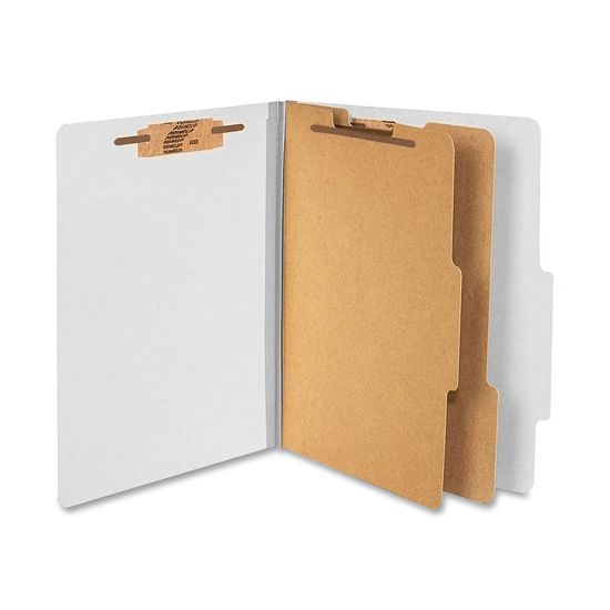 Picture of ACCO Durable Pressboard Classification Folders, Letter Size, 3in Expansion, 2 Partitions, 60% Recycled, Mist Gray, Box Of 10