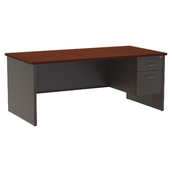 Picture of WorkPro Modular 72inW Right-Pedestal Computer Desk, Charcoal/Mahogany