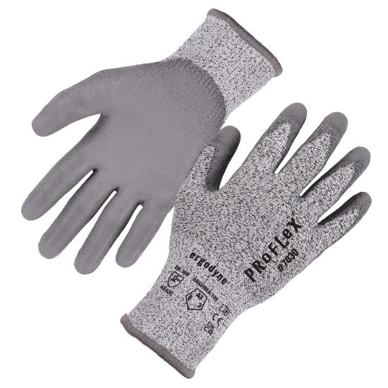 Picture of Ergodyne Proflex 7030-12PR PU-Coated Cut-Resistant Gloves, Small, Gray, Set Of 12 Pairs