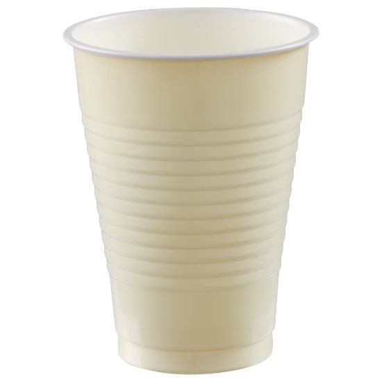 Picture of Amscan 436811 Plastic Cups, 12 Oz, Vanilla Creme, 50 Cups Per Pack, Case Of 3 Packs