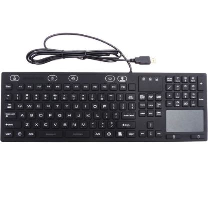 Picture of DSI WATERPROOF IP68 FULL SIZE KEYBOARD WITH TOUCHPAD, LED BACKLIT - Cable Connectivity - USB Interface - 106 Key - TouchPad - Windows - Black