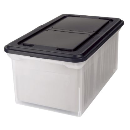 Picture of Office Depot Brand Stackable File Tote Box, Letter Size, 10-7/10inH x 22-4/5inD x 13-7/10inW, Clear/Black