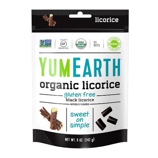 Picture of YumEarth Organic Gluten-Free Licorice, Black, 5 Oz, Pack Of 4 Bags