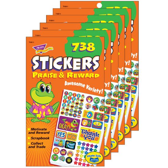 Picture of Trend Sticker Pads, Praise & Reward, 738 Stickers Per Pad, Pack Of 6 Pads