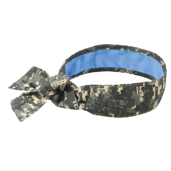 Picture of Ergodyne Chill-Its 6700CT Evaporative Cooling Tie Bandanas With Cooling Towel, Camo, Pack Of 6 Bandanas