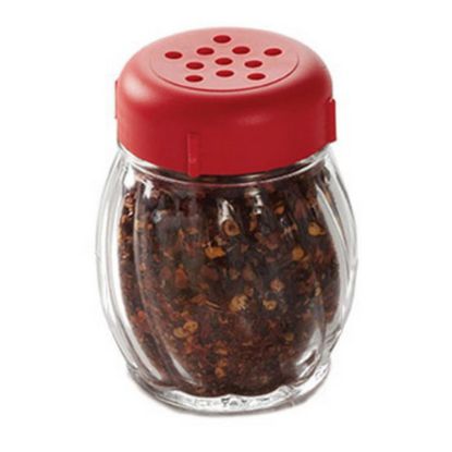 Picture of Tablecraft Plastic Shaker With Lid, 6 Oz, Clear/Red