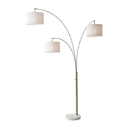 Picture of Adesso Bowery 3-Arm Arc Floor Lamp, 83inH, Off-White Shade/White Base