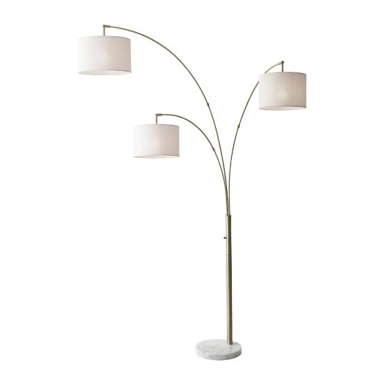 Picture of Adesso Bowery 3-Arm Arc Floor Lamp, 83inH, Off-White Shade/White Base