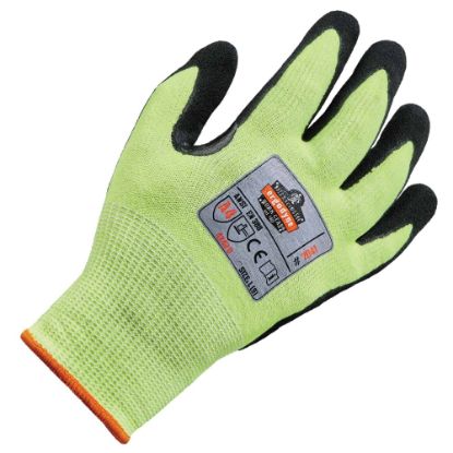 Picture of Ergodyne ProFlex 7041 Hi-Vis Nitrile-Coated Level 4 Cut-Resistant Gloves, Small, Lime