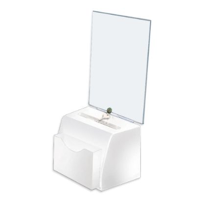 Picture of Azar Displays Medium Molded Lottery Box With Pocket, 17inH x 5-1/2inW x 7-3/4inD, White