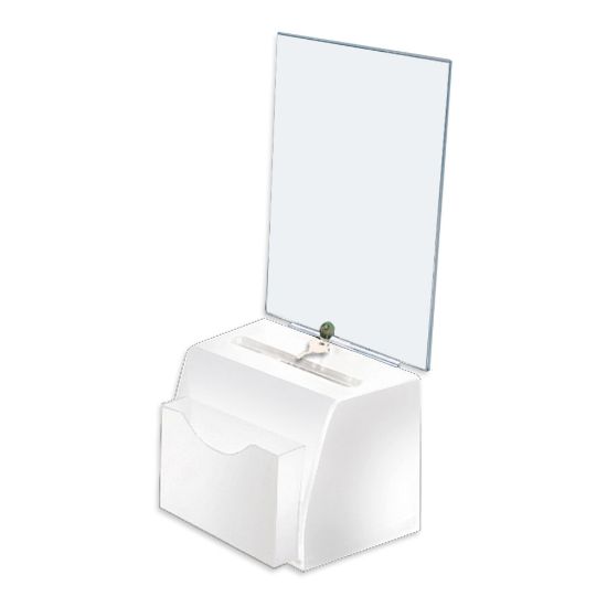 Picture of Azar Displays Medium Molded Lottery Box With Pocket, 17inH x 5-1/2inW x 7-3/4inD, White