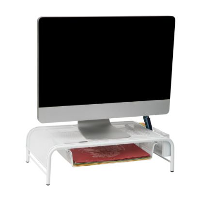 Picture of Mind Reader Metal Mesh Monitor Stand, 5-1/2inH x 11-1/2inW x 20inD, White