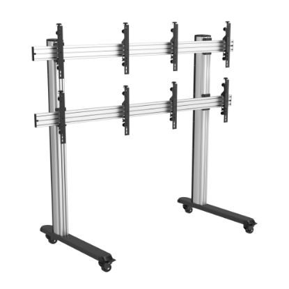 Picture of Mount-It! 2x2 Quad-Display Stand With Locking Casters, Silver