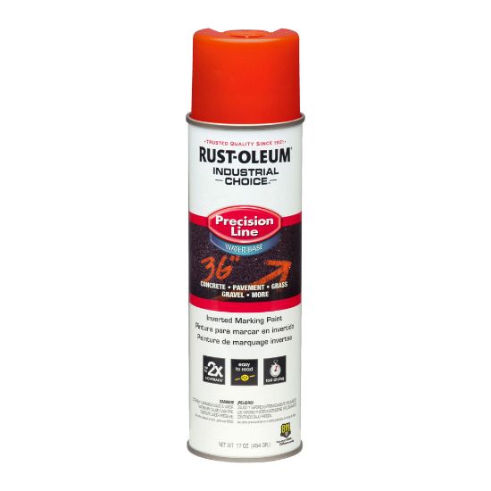 Picture of Rust-Oleum Industrial Choice M1800 System Water-Based Precision Line Inverted Marking Paint, 17 Oz, APWA Alert Orange, Pack Of 12 Cans