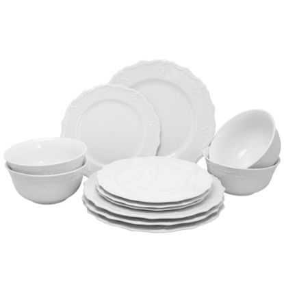 Picture of Gibson Home Fine Ceramic Scallop Buffet 12-Piece Dinnerware Set, White