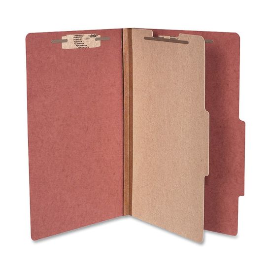 Picture of ACCO Durable Pressboard Classification Folders, Legal Size, 2in Expansion, 1 Partition, 60% Recycled, Earth Red, Box Of 10