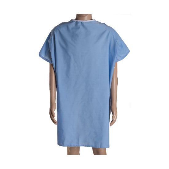 Picture of DMI Easy-Access Patient Hospital Gown With Snap Shoulders, One Size Fits Most, Blue