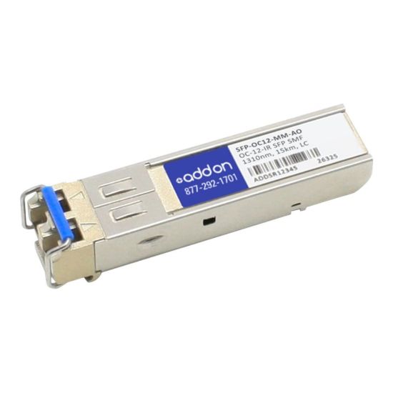 Picture of AddOn - SFP (mini-GBIC) transceiver module - LC multi-mode - up to 1.2 miles - OC-12/STM-4 - 1310 nm - for P/N: 3HE14834AA-C-AO, FTLF8536P5BCL-AO, J9150E-AO, R9D18A-AO, TN-10GSFP-SR-AO