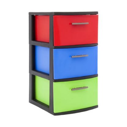 Picture of Inval By MQ Polypropylene Resin Storage Cabinet, 3 Drawers, 23-15/16inH x 13inW x 15inD, Multicolor