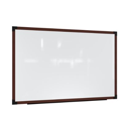 Picture of Ghent Prest Magnetic Dry-Erase Whiteboard, Porcelain, 38-1/4in x 62-1/4in, White, Carmel Oak Wood Frame