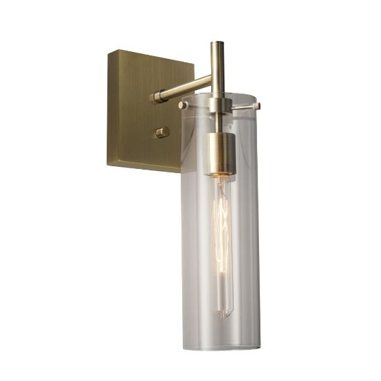 Picture of Adesso Dalton Wall Lamp, 4-1/2inW, Clear Glass Shade/Brass Base