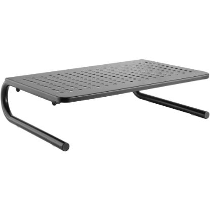 Picture of Lorell Monitor/Laptop Stand - 20 lb Load Capacity - 5.5in Height x 14.5in Depth - Desktop - Steel - Black - For Monitor, Notebook - Ventilated, Rubber Pad, Non-skid