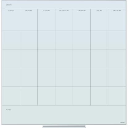 Picture of U Brands Floating Glass Dry-Erase Monthly Calendar Board, 36in X 36in, White Frosted Surface, Frameless, Actual Size 35in X 35in (2910U00-01)