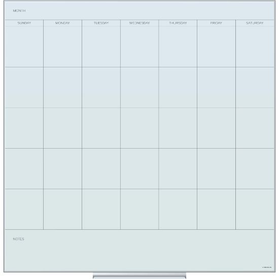 Picture of U Brands Floating Glass Dry-Erase Monthly Calendar Board, 36in X 36in, White Frosted Surface, Frameless, Actual Size 35in X 35in (2910U00-01)