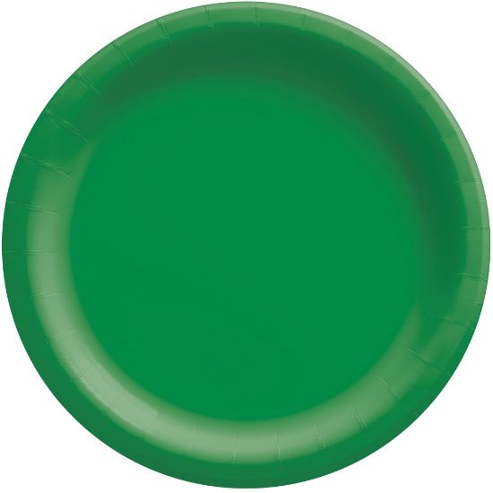 Picture of Amscan Round Paper Plates, Festive Green, 6-3/4in, 50 Plates Per Pack, Case Of 4 Packs